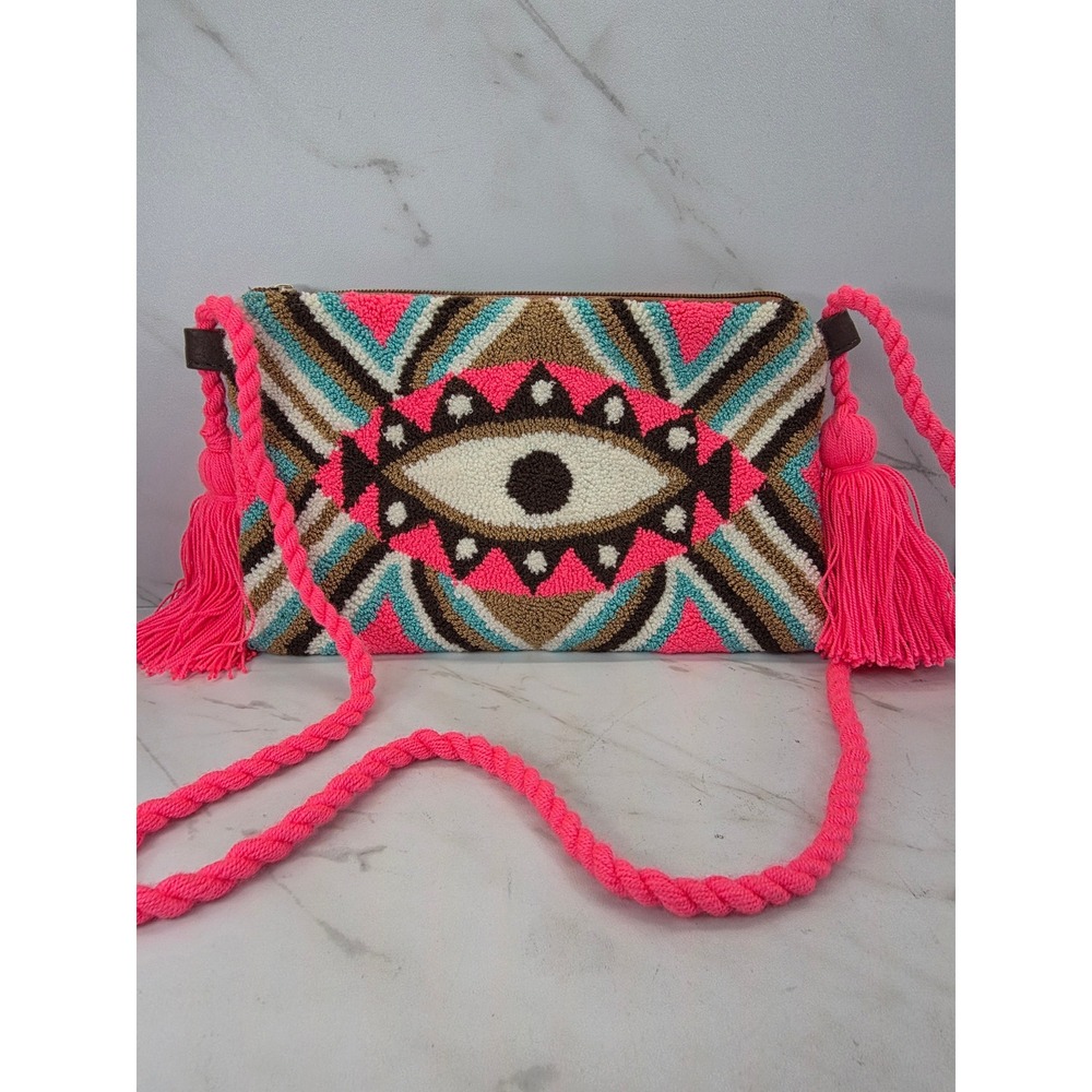 Wuitusu Eye Design Crossbody Bag Clutch Tassel Accents Colorful